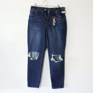 NEW Size 13 No Boundaries Distressed/Holes High Rise Mom Jeans